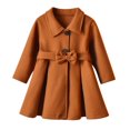 thumbnail image 1 of WREESH Baby Clothes Girls Dress Coat Girls Winter Jackets Button Peacoat Toddler Lie Fallow Clothes Outwear Brown, 1 of 7