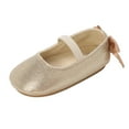thumbnail image 1 of WREESH Baby Girls' Ballet Flats: Dress Shoes with Bow for Wedding, Party, and Summer Outside Wear Gold, 1 of 8