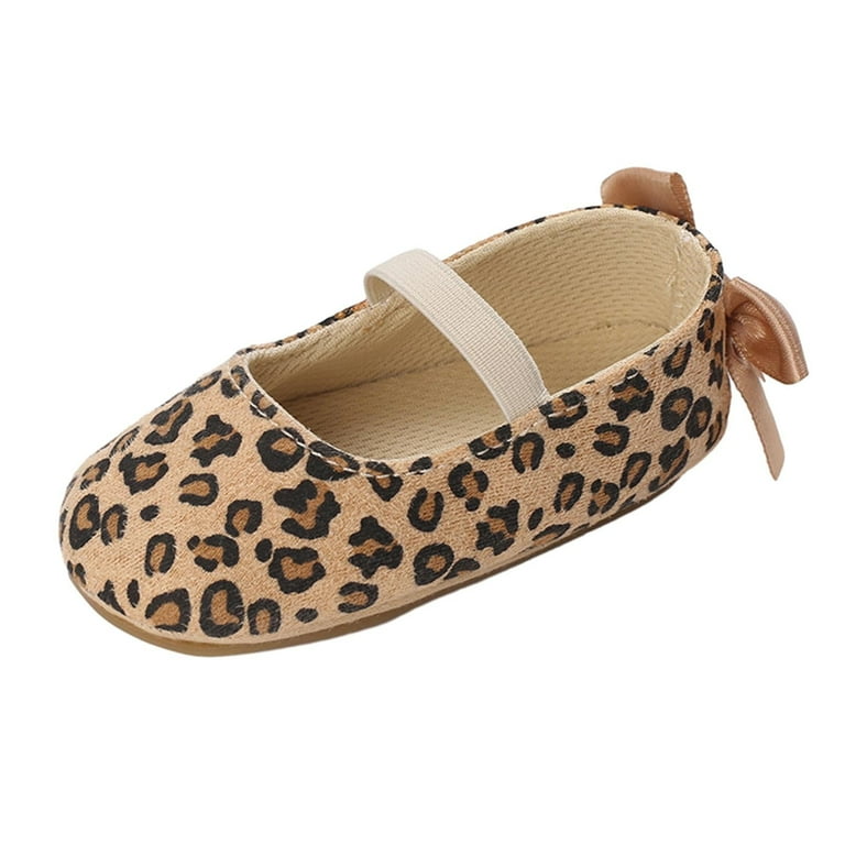 WREESH Baby Girls Leopard Print Ballet Flats Slip On Summer Shoes with Non Slip Breathable Design for Infants Brown Walmart