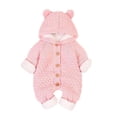 thumbnail image 1 of WREESH Baby Newborn Girls Boys Bodysuit Layette Onesies Toddler Winter Warm Coat Knit Outwear Hooded Jumpsuit Baby Clothes Pink, 1 of 7