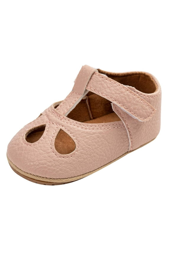 WREESH Baby and Toddler Girls' T-Strap Flats: Fashionable and Comfortable with Non-Slip Soft Soles Pink