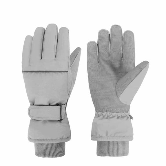 WREESH Boys Girls Kids Waterproof Wool Winter Gloves Solid Color Skiing Gloves for Children Gray