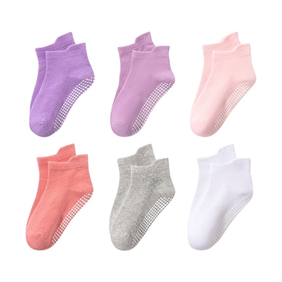 WREESH Boys Girls Toddler Slipper Socks, 6 Pair Summer Comfort Mid Tube Above-Ankle Socks for Newborn Baby Multicolor