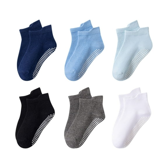 WREESH Boys Girls Toddler Slipper Socks, 6 Pair Summer Comfort Mid Tube Above-Ankle Socks for Newborn Baby Multicolor