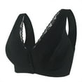 thumbnail image 1 of WREESH Bra Full-Figure Bra Women Solid Color Large Lace Front Button Bra Wide Shoulder Strap Style Underwire Breathable Plus Size Bra Push-Up Lace Bra Underwear Black, 1 of 3