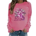 thumbnail image 1 of WREESH Breast Cancer Awareness Sweatshirt for Women Long Sleeve Shirts Floral Graphic Crewneck Casual Top Hot Pink, 1 of 5