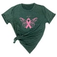 thumbnail image 1 of WREESH Breast Cancer Awareness T-Shirts For Women Trendy Pink Ribbon Butterfly Tops Basic Short Sleeve Round Neck Tees Casual Loose Fit Blouses Green, 1 of 5