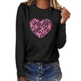 thumbnail image 1 of WREESH Breast Cancer Awareness T-Shirts For Women Casual Pink Ribbon Graphic Tees Basic Long Sleeve Crewneck Pullover Fall Trendy Loose Fit Tops Black C, 1 of 3