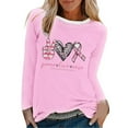 thumbnail image 1 of WREESH Breast Cancer Awareness T-Shirts Women Letter Love Printed T-Shirts Casual Basic Long Sleeve Round Neck Pullover Comf Workout Tops Pink, 1 of 3
