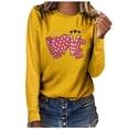 thumbnail image 1 of WREESH Breast Cancer Awareness T-Shirts Women Letter Love Printed T-Shirts Casual Basic Long Sleeve Round Neck Pullover Comf Workout Tops Yellow A, 1 of 3
