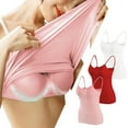 thumbnail image 1 of WREESH Camisoles Top for Women Undershirt Spaghetti Strap Built-In Bra Tank Tops Basic Camis 3 Pack Pink, 1 of 6