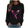 thumbnail image 1 of WREESH Cancer Awareness Graphic Sweatshirt for Women Lightweight Pink Ribbon Long Sleeve Casual Top Black, 1 of 5