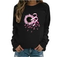 thumbnail image 1 of WREESH Cancer Awareness Shirts for Women Sweatshirt Pink Ribbon Floral Graphic Long Sleeve Loose Fit Top Black, 1 of 5
