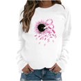 thumbnail image 1 of WREESH Cancer Awareness Shirts for Women Sweatshirt Pink Ribbon Floral Graphic Long Sleeve Loose Fit Top White, 1 of 5