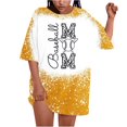 thumbnail image 1 of WREESH Casual Baseball Style Women's Round Neck Bleached Print Short Sleeved T-Shirt Yellow, 1 of 6