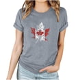 thumbnail image 1 of WREESH Casual Crew Neck T-Shirt Women's Canada Day Maple Leaf Print Summer Blouse Gray, 1 of 5