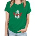 thumbnail image 1 of WREESH Casual Crew Neck T-Shirt Women's Canada Day Maple Leaf Print Summer Blouse Green, 1 of 5