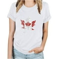 thumbnail image 1 of WREESH Casual Crew Neck T-Shirt Women's Canada Day Maple Leaf Print Summer Blouse White, 1 of 5