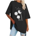 thumbnail image 1 of WREESH Casual Graphic Crew Neck T-Shirts Women's Oversized Loose Short Sleeve Tops Black, 1 of 5