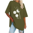 thumbnail image 1 of WREESH Casual Graphic Crew Neck T-Shirts Women's Oversized Loose Short Sleeve Tops Olive Green, 1 of 5