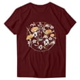 thumbnail image 1 of WREESH Casual Graphic Print T-Shirts Women's Short Sleeve Round Neck Summer Tops Wine, 1 of 4
