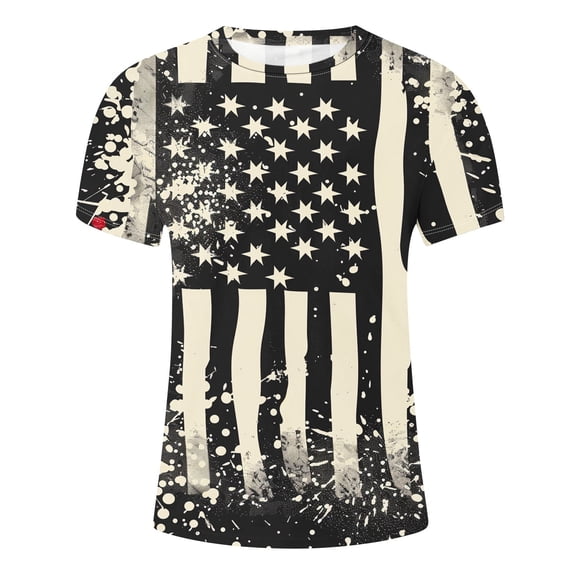 WREESH Casual Summer Top Men's Crew Neck T-Shirt Printed Design Independence Day Theme Multicolor