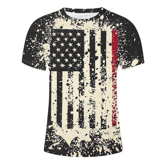 WREESH Casual Summer Top Men's Crew Neck T-Shirt Printed Design Independence Day Theme Multicolor