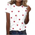 thumbnail image 1 of WREESH Casual Valentine's Day Pullover Women's Printed Blouse with Crew Neck and Short Sleeves White, 1 of 3