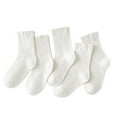 thumbnail image 1 of WREESH Children's Casual Solid Color Cotton Crew Socks, 5 Pairs for Boys, Girls, and Toddlers White, 1 of 4
