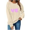 thumbnail image 1 of WREESH Couple Sweatshirts Matching Love - Lo Ve - Valentines Sweatshirts Crewneck Pullover Tops Anniversary Wedding Gifts for Him and Her Beige, 1 of 5