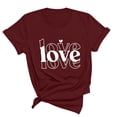 thumbnail image 1 of WREESH Cute Graphic Letter Print T-Shirts Women's Short Sleeve Summer Tops in Round Neck Wine, 1 of 5