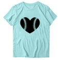 thumbnail image 1 of WREESH Cute Women's Baseball Graphic Tee Fashion Round Neck Short Sleeve Blouse with Trendy Print Blue, 1 of 4