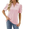 thumbnail image 1 of WREESH Elegant Puff Sleeve Tunic Tops Women's Dressy Casual Summer Tops with Eyelet Details Pink, 1 of 6