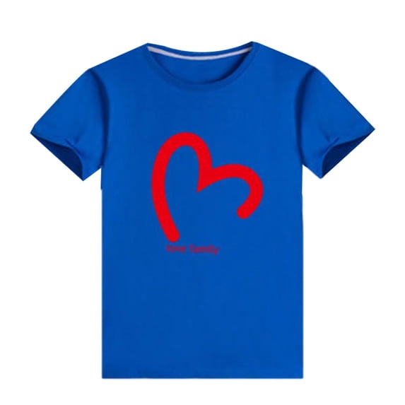WREESH Family Matching T-Shirts for Men Comfortable Crew Neck T-Shirts with Heart Prints for a Family of Three or Four Kindergarten Class Uniform Blue