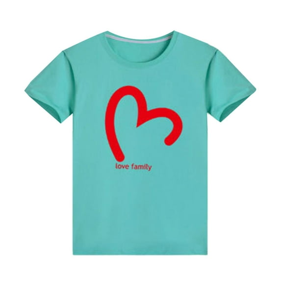 WREESH Family Matching T-Shirts for Women Comfortable Crew Neck T-Shirts with Heart Prints for a Family of Three or Four Kindergarten Class Uniform Mint Green