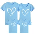 thumbnail image 1 of WREESH Family Matching T-Shirts for Kids Fashion Short Sleeve T-Shirts with Playful Heart Graphic Tees for The Whole Family Light blue, 1 of 5