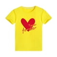 thumbnail image 1 of WREESH Family Matching T-Shirts for Men Comfortable Crew Neck Short Sleeve Tops with Heart Prints for Family Outings Yellow, 1 of 5