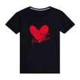 thumbnail image 1 of WREESH Family Matching T-Shirts for Women Comfortable Crew Neck Short Sleeve Tops with Heart Prints for Family Outings Black, 1 of 5