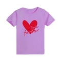 thumbnail image 1 of WREESH Family Matching T-Shirts for Women Comfortable Crew Neck Short Sleeve Tops with Heart Prints for Family Outings Purple, 1 of 5