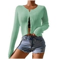 thumbnail image 1 of WREESH Fashion Cardigan Crop Cardigan Women's Casual Comfortable Solid Long Sleeve Blouse T-Shir Top Button Cardigan Sweater Green, 1 of 7