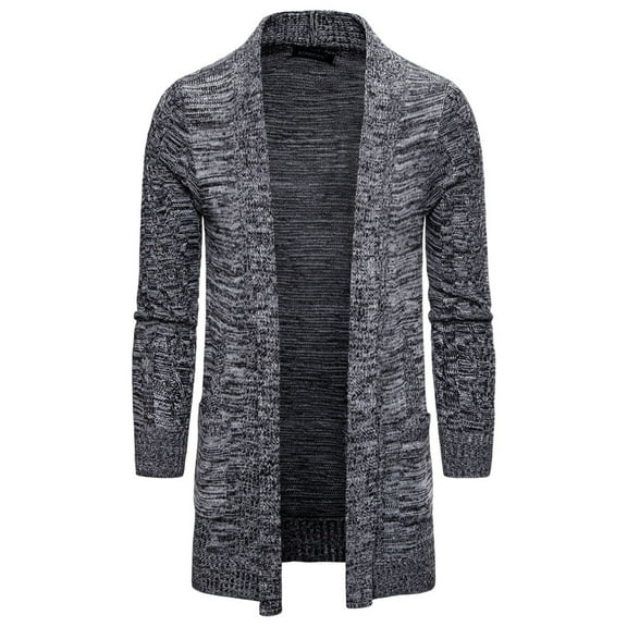WREESH Fashion Cardigan Men's Casual Top Round Knit Sweater Casual Top Long Sleeved Jacket Coat Gray