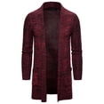 thumbnail image 1 of WREESH Fashion Cardigan Men's Casual Top Round Knit Sweater Casual Top Long Sleeved Jacket Coat Wine, 1 of 8