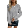 thumbnail image 1 of WREESH Fashion Cardigan Women Round-Neck Solid Color Fall and Winter Long Sleeve Pullover Sweater Gray, 1 of 6