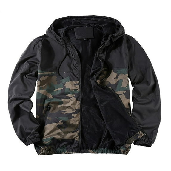 WREESH Fashion Jacket Man Camouflage Mesh Ventilate Long Sleeve Hooded Sport Coat Camouflage