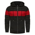 thumbnail image 1 of WREESH Fashion Jacket Man Color Match Drawstring Zipper Pockets Hooded Coat Black, 1 of 4