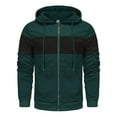 thumbnail image 1 of WREESH Fashion Jacket Man Color Match Drawstring Zipper Pockets Hooded Coat Green, 1 of 4
