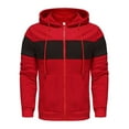 thumbnail image 1 of WREESH Fashion Jacket Man Color Match Drawstring Zipper Pockets Hooded Coat Red, 1 of 4
