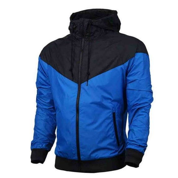 WREESH Fashion Jacket Man Leisure Time Splicing Together Hooded Windproof Superior Quality Geisure Time Run Jacket Blue