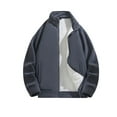 thumbnail image 1 of WREESH Fashion Jacket Man Solid Color Fleece Pockets Zipper Coat Dark Gray, 1 of 6