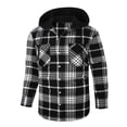 thumbnail image 1 of WREESH Fashion Jacket Men Button Casual Hooded Thicken Lattice Long Sleeve with Pocket Jacket Black, 1 of 2